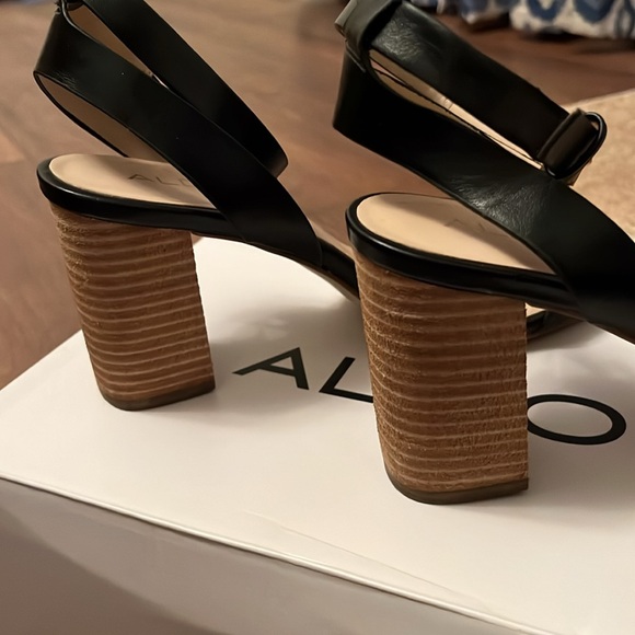 ALDO black, stack heel sandals - Picture 7 of 9